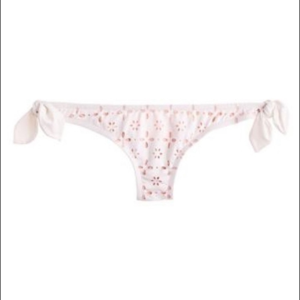 J Crew white bikini bottoms side-tie laser cut